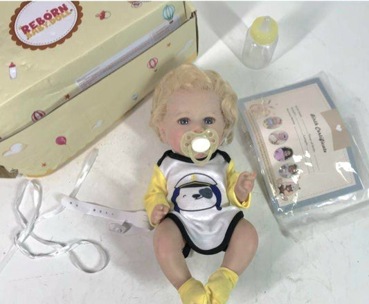 Cute *Reborn Blonde Vinyl Vintage 17" Doll Blue Eyes Birth Certificate + more!