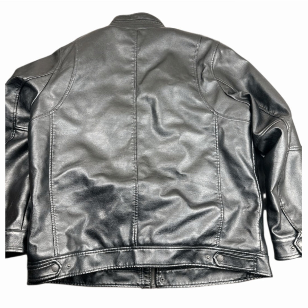 Levi's Black Faux Leather & Sherpa Fleece Men's Bomber Jacket Vtg (XL)