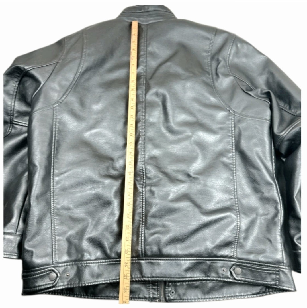 Levi's Black Faux Leather & Sherpa Fleece Men's Bomber Jacket Vtg (XL)