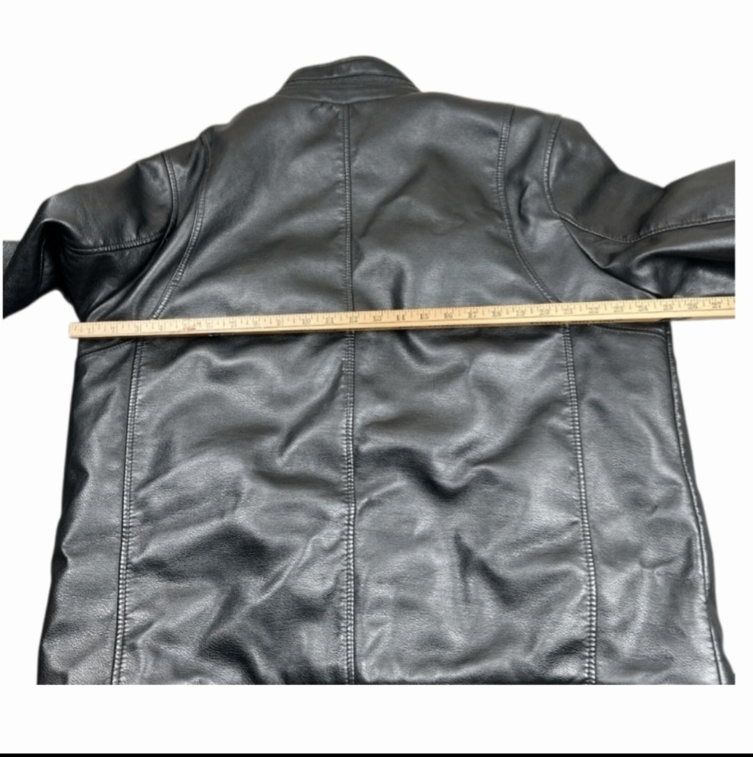 Levi's Black Faux Leather & Sherpa Fleece Men's Bomber Jacket Vtg (XL)