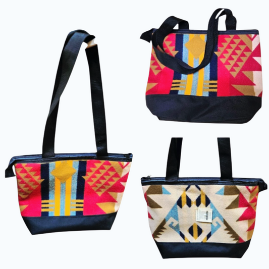NWT *Southwest Native Designed Dual Pattern Zipper Tote HandBag by Thompson