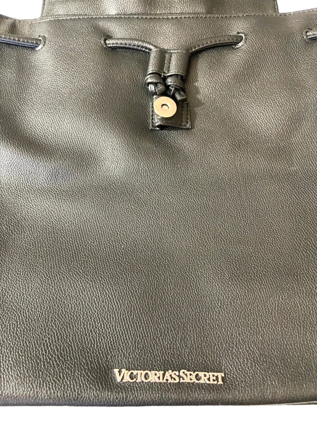 NWT *Victoria Secret Black Pebbled Faux Leather Backpack Tote/Bag $85