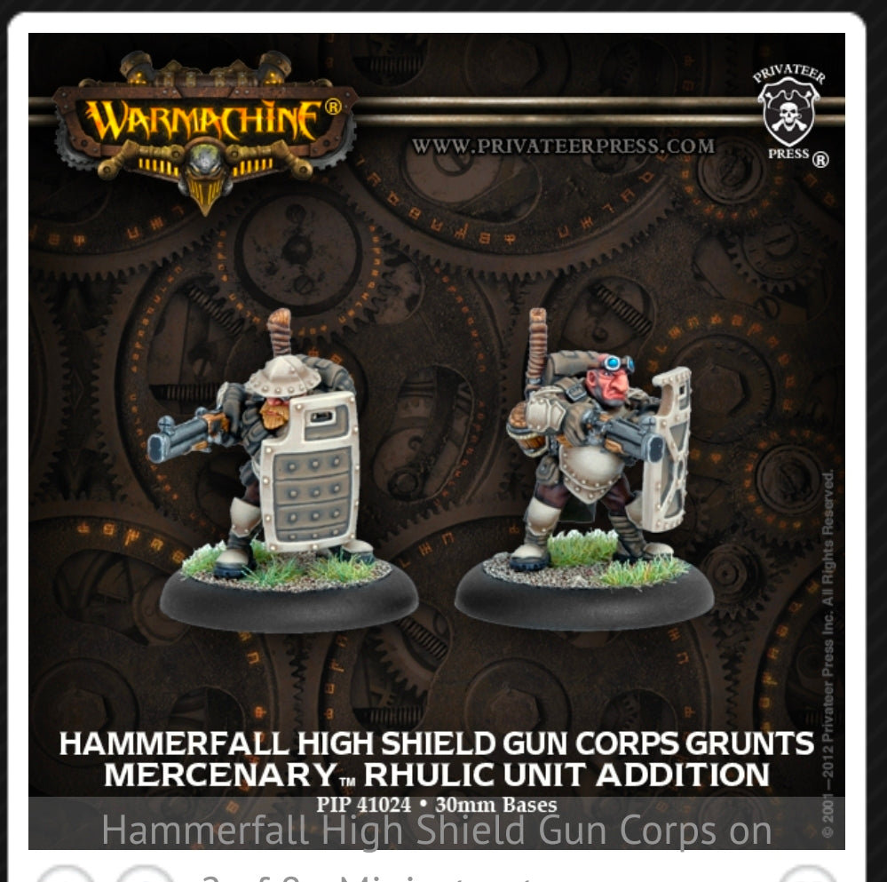 NIB *Warmachine Hammerfall High Shield Gun Corp (2) Mercenary Troops #PIP41024