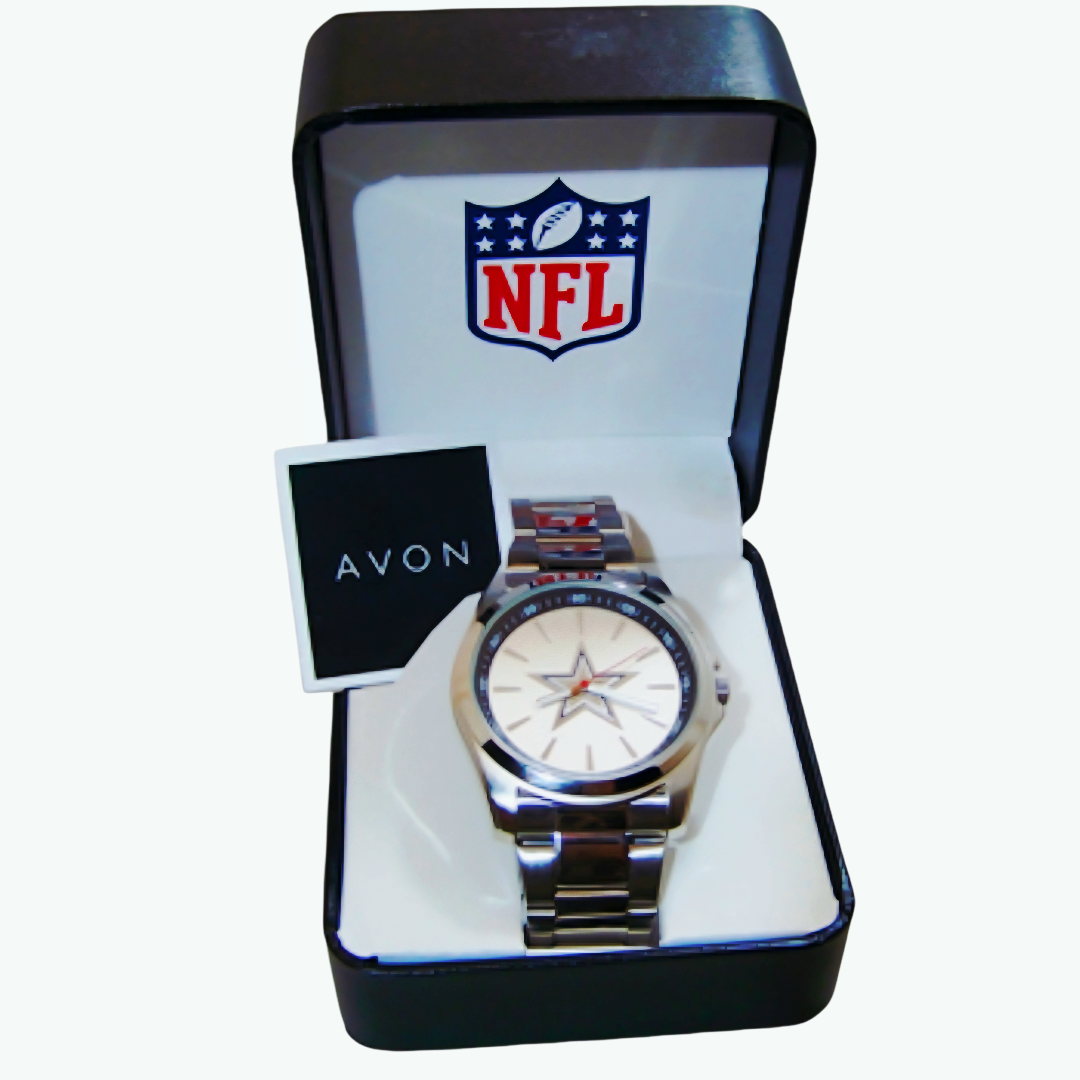 NEW *Dallas Cowboy Men's 3-Hand Analog Watch by Avon Dallas Logo in Padded Case