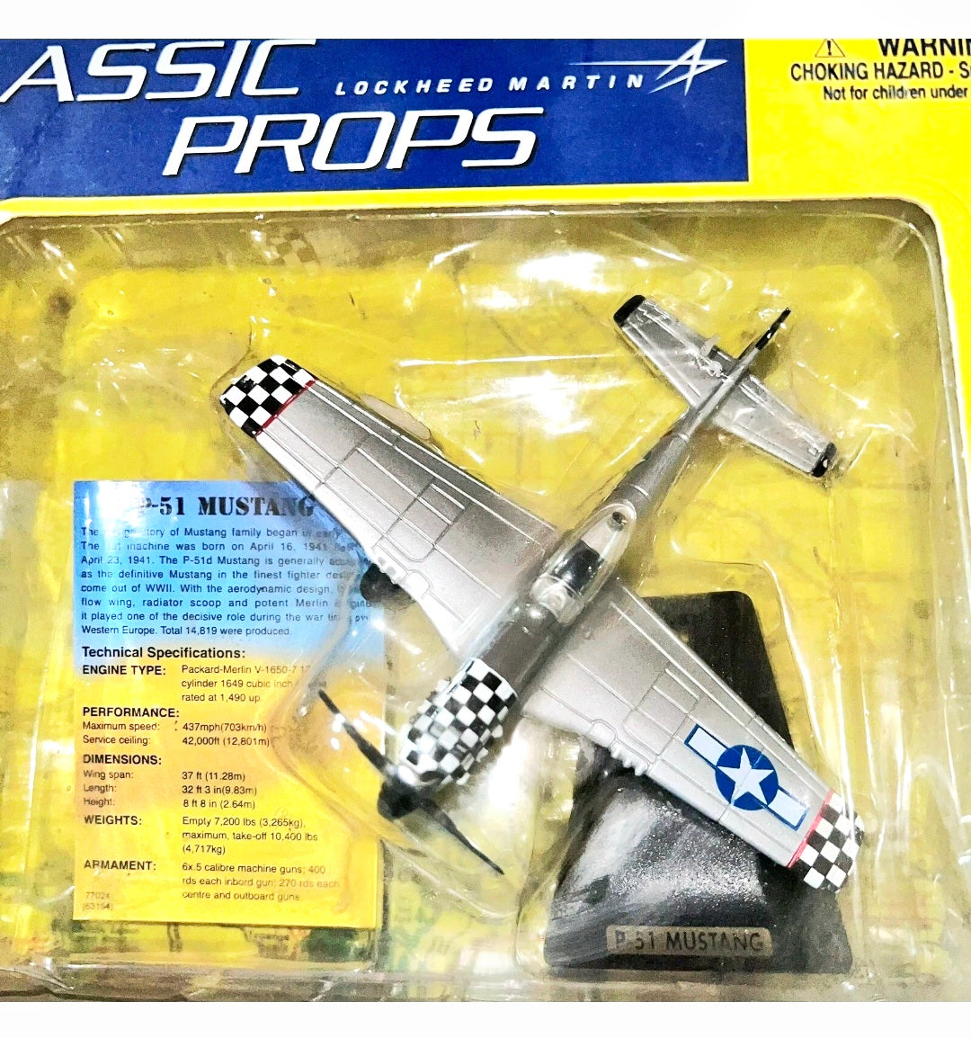 NIB *Motor Max 77000 Classic Props "P-51 Mustang" (1941) Die Cast Military Plane