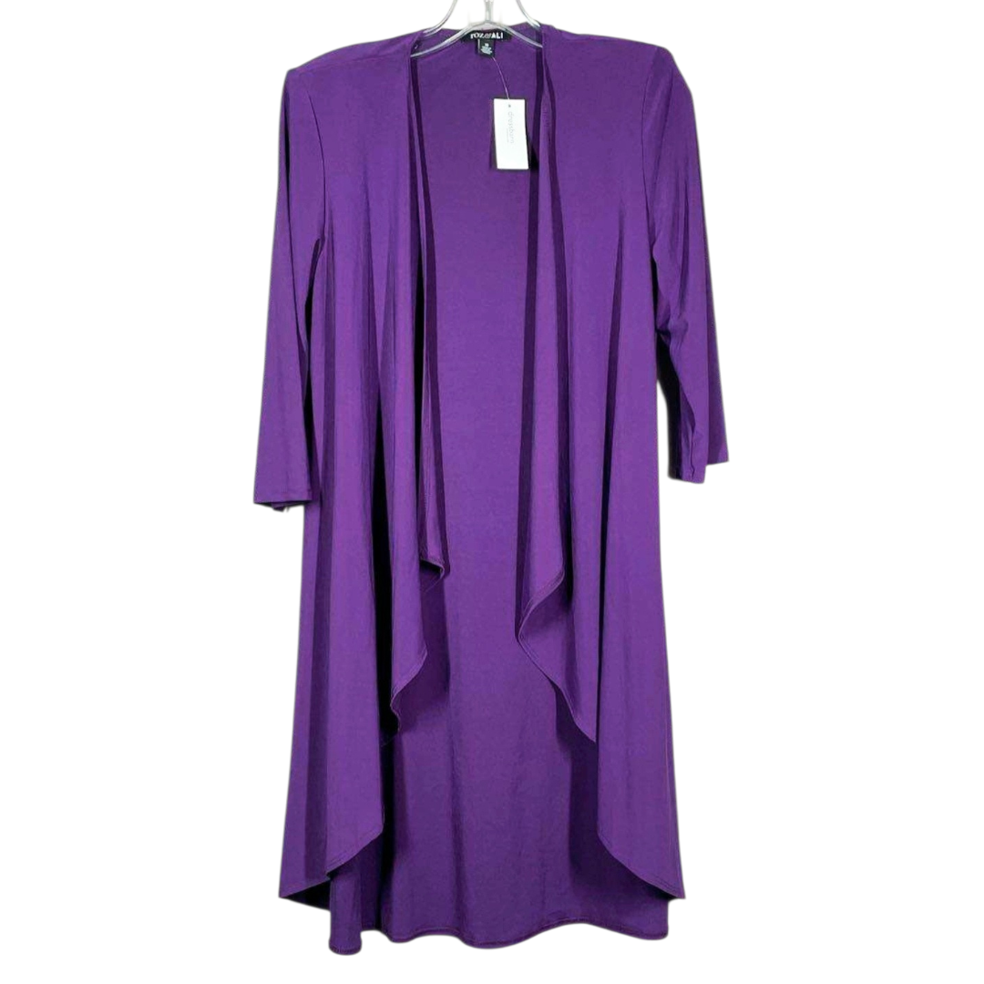 NWT *Roz & Ali Women's Purple Lightweight Open-Front Duster 3/4 Sleeves (Size 10)
