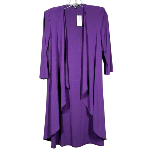 NWT *Roz & Ali Women's Purple Lightweight Open-Front Duster 3/4 Sleeves (Size 10)