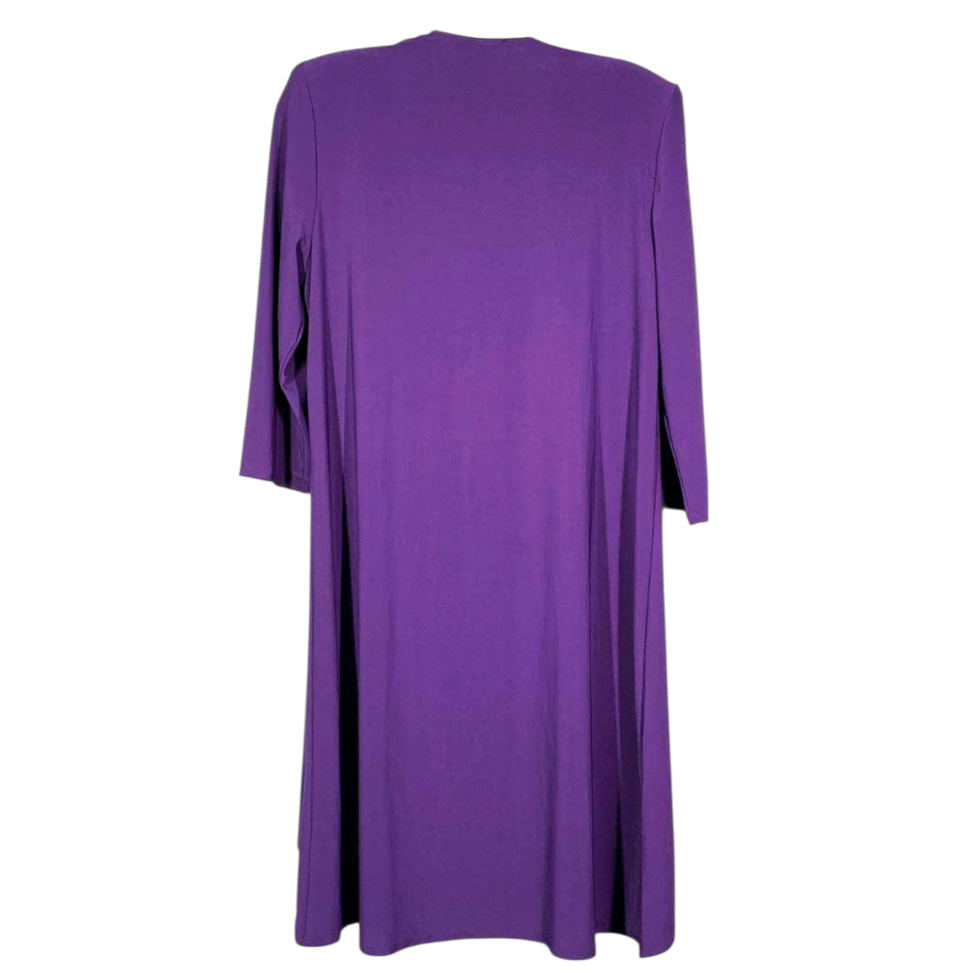 NWT *Roz & Ali Women's Purple Lightweight Open-Front Duster 3/4 Sleeves (Size 10)