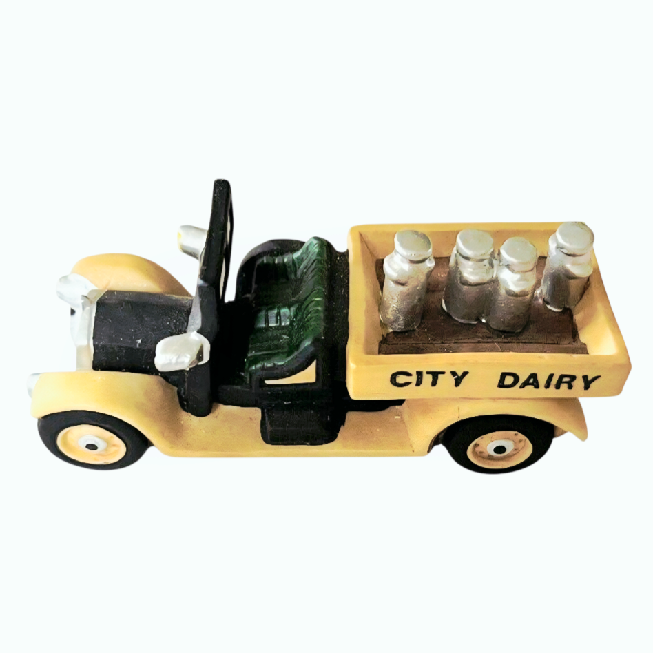 Department 56 Heritage Village Transport "City Dairy" Yellow Milk Truck (1988)