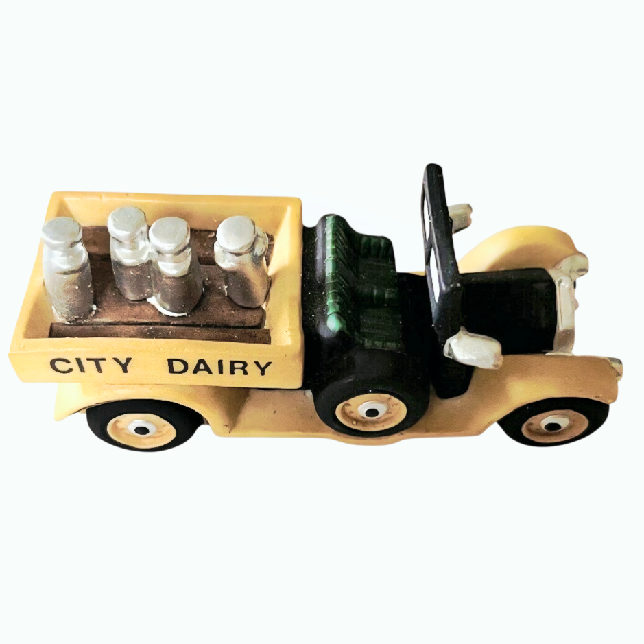 Department 56 Heritage Village Transport "City Dairy" Yellow Milk Truck (1988)
