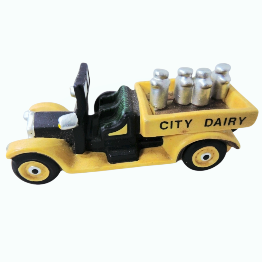 Department 56 Heritage Village Transport "City Dairy" Yellow Milk Truck (1988)