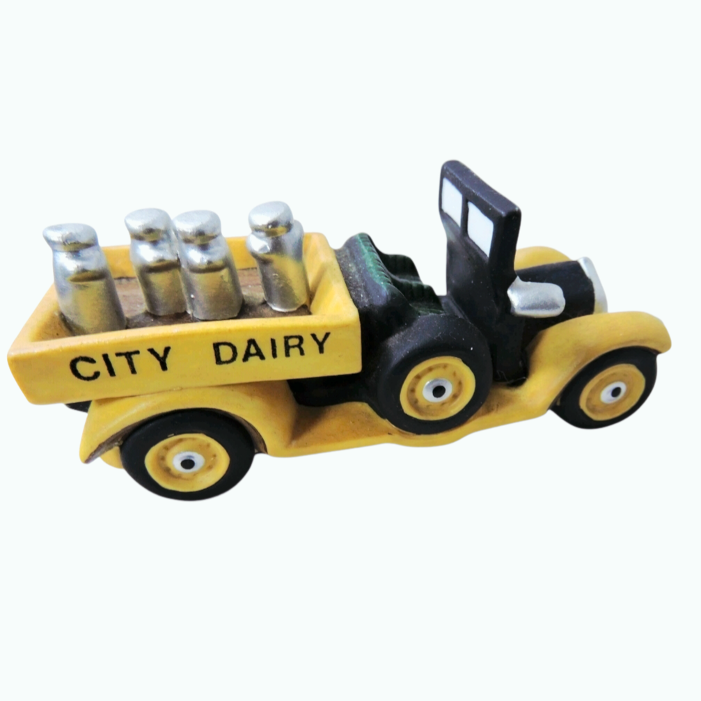 Department 56 Heritage Village Transport "City Dairy" Yellow Milk Truck (1988)