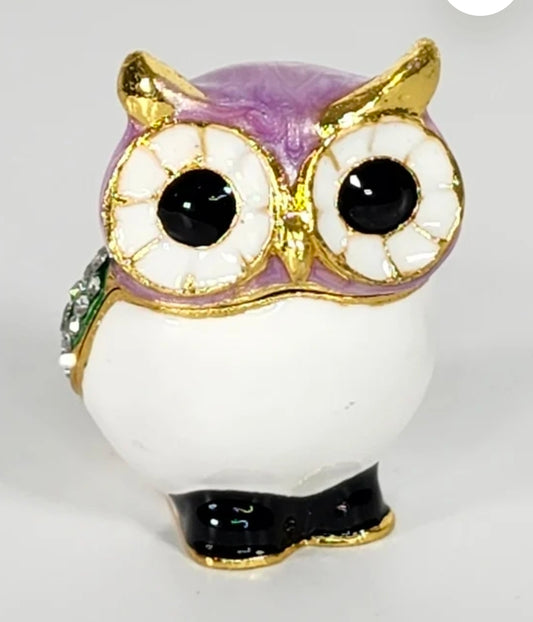 Adorable *Horned Owl Rhinestone Jewelry Box