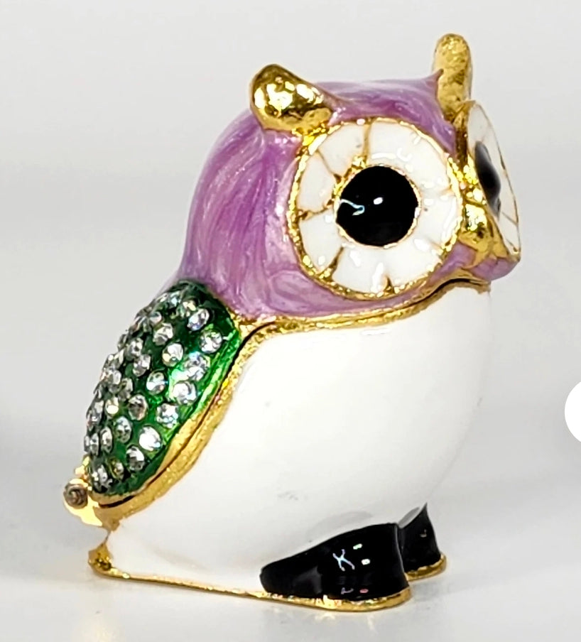 Adorable *Horned Owl Rhinestone Jewelry Box