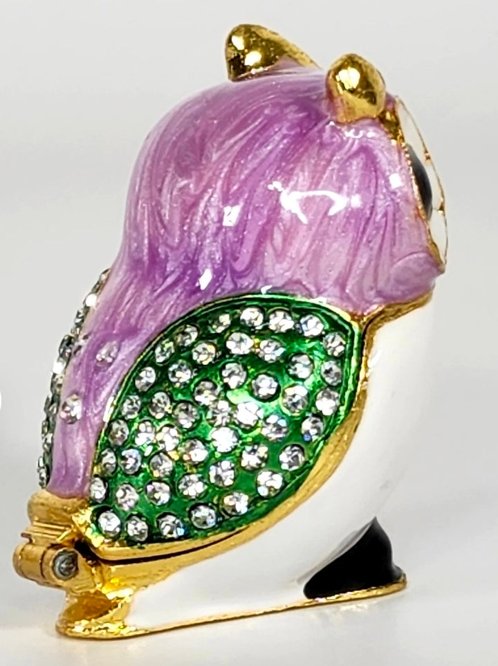 Adorable *Horned Owl Rhinestone Jewelry Box