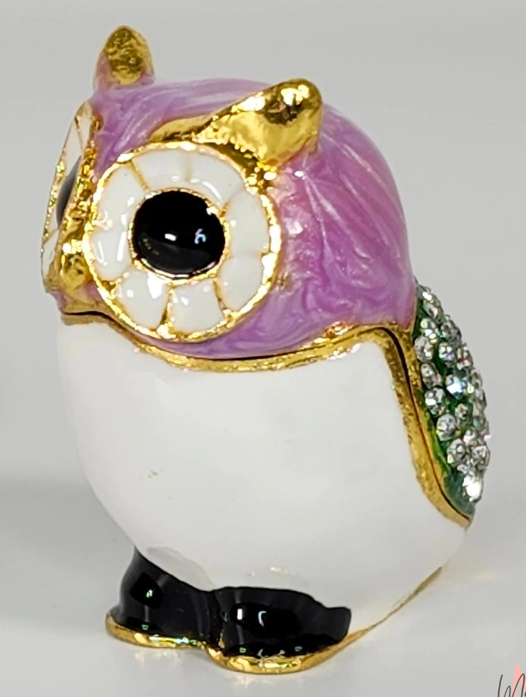 Adorable *Horned Owl Rhinestone Jewelry Box
