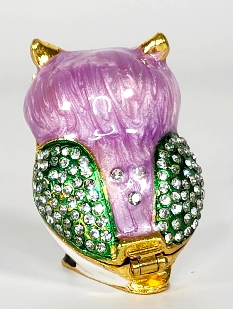 Adorable *Horned Owl Rhinestone Jewelry Box