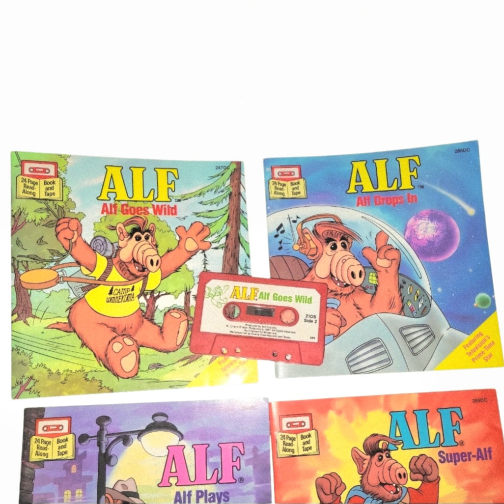 Vtg *Coleco 1987 Talking ALF 18" Cassette Player 4Books/2Tapes Storytelling Alien