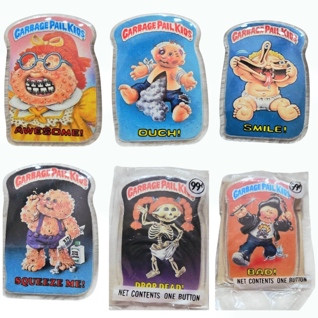 12 Garbage Pail Kids Buttons Complete Set 1986 Adam Bomb, Fresh Zombie & More