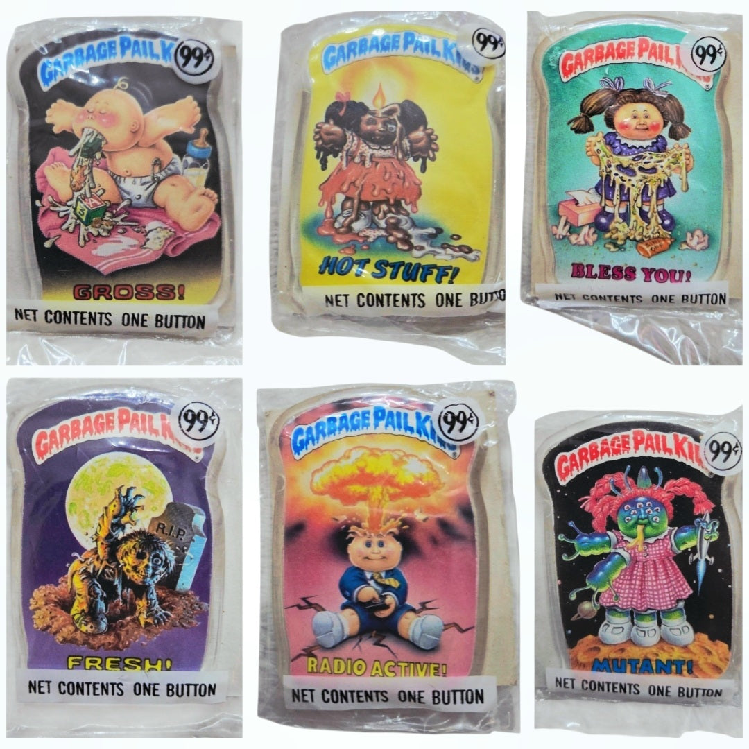 12 Garbage Pail Kids Buttons Complete Set 1986 Adam Bomb, Fresh Zombie & More