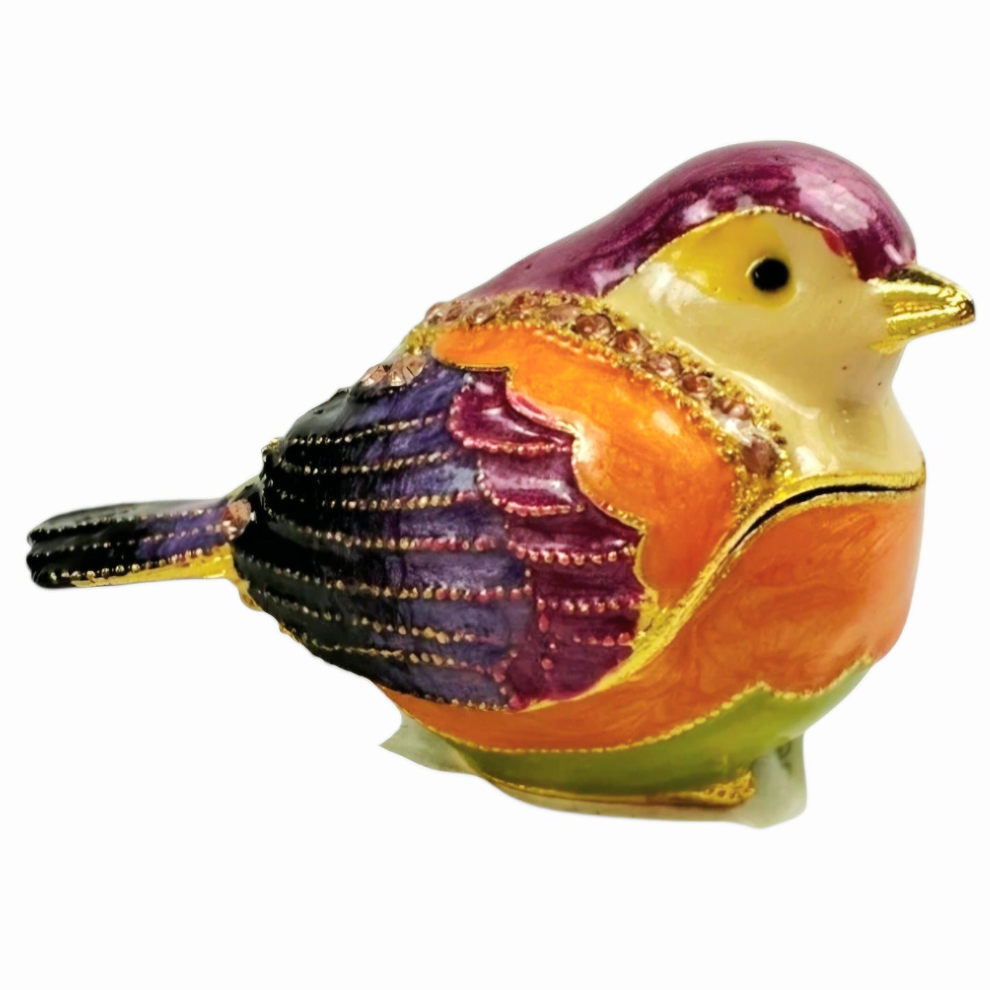 Vintage-Style Enameled Bird Trinket Box – Jeweled Hinged Keepsake Box