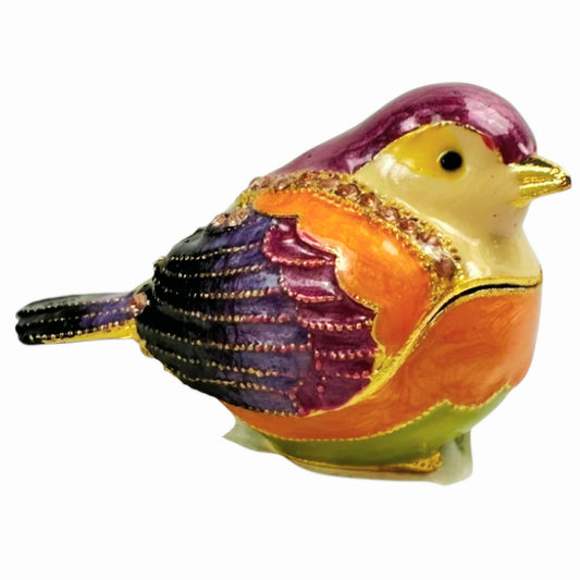 Vintage-Style Enameled Bird Trinket Box – Jeweled Hinged Keepsake Box