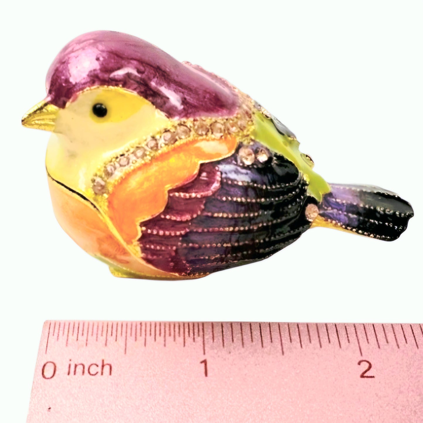 Vintage-Style Enameled Bird Trinket Box – Jeweled Hinged Keepsake Box