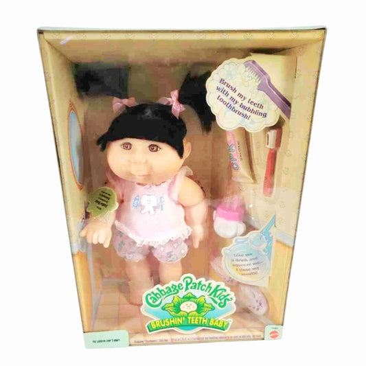 NIB *Vintage 1997 Mattel Cabbage Patch Kids Brushin' Teeth Baby Doll Rare Black Hair