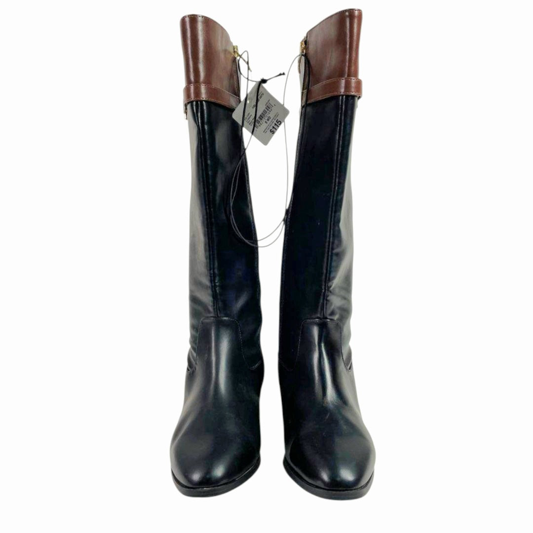 NWT Liz Claiborne Faron Black & Brown Riding Boots Size 8W Wide Width