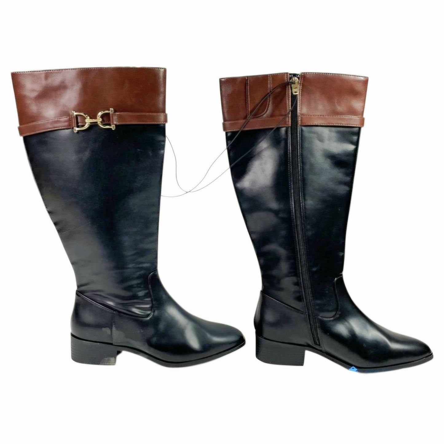 NWT Liz Claiborne Faron Black & Brown Riding Boots Size 8W Wide Width