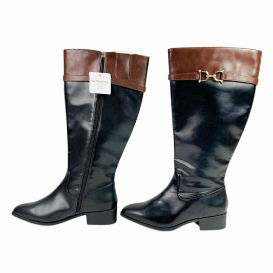 NWT Liz Claiborne Faron Black & Brown Riding Boots Size 8W Wide Width