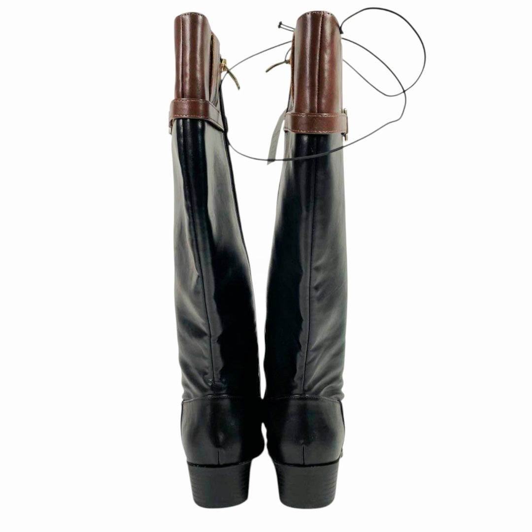 NWT Liz Claiborne Faron Black & Brown Riding Boots Size 8W Wide Width