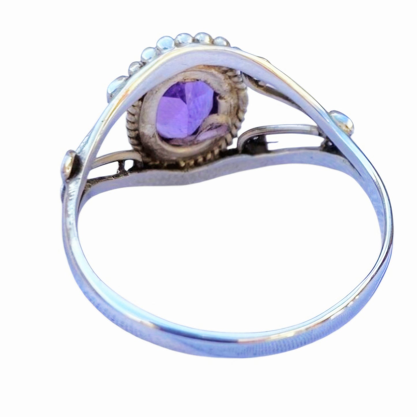 Dainty *Natural Purple Amethyst Ring: Sterling Silver Plated Oval Gemstone (sz 9)