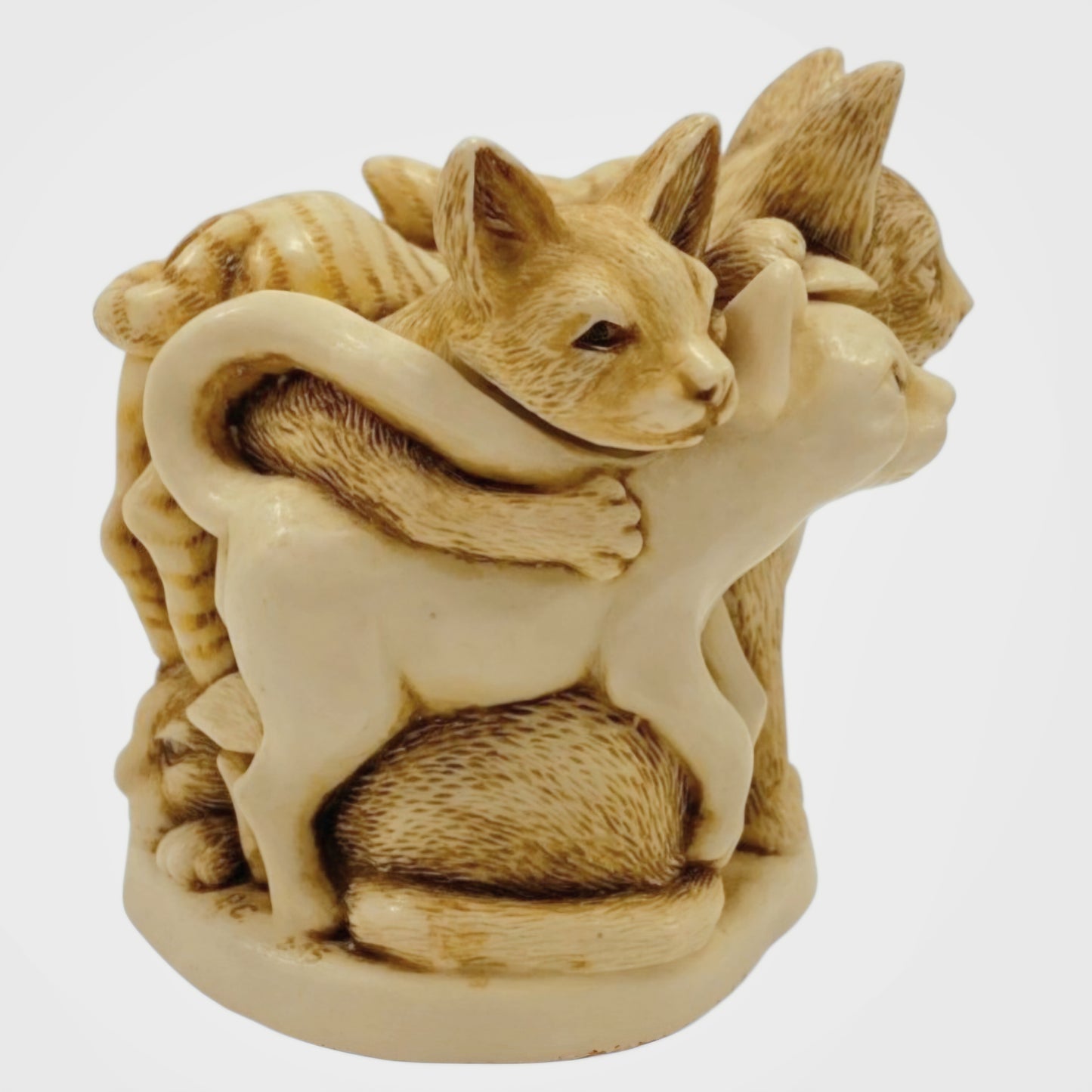 Vtg. (1995) Harmony Kingdom "FUR BALL" Cats Trinket Box Peter Calvesbert w/ Box