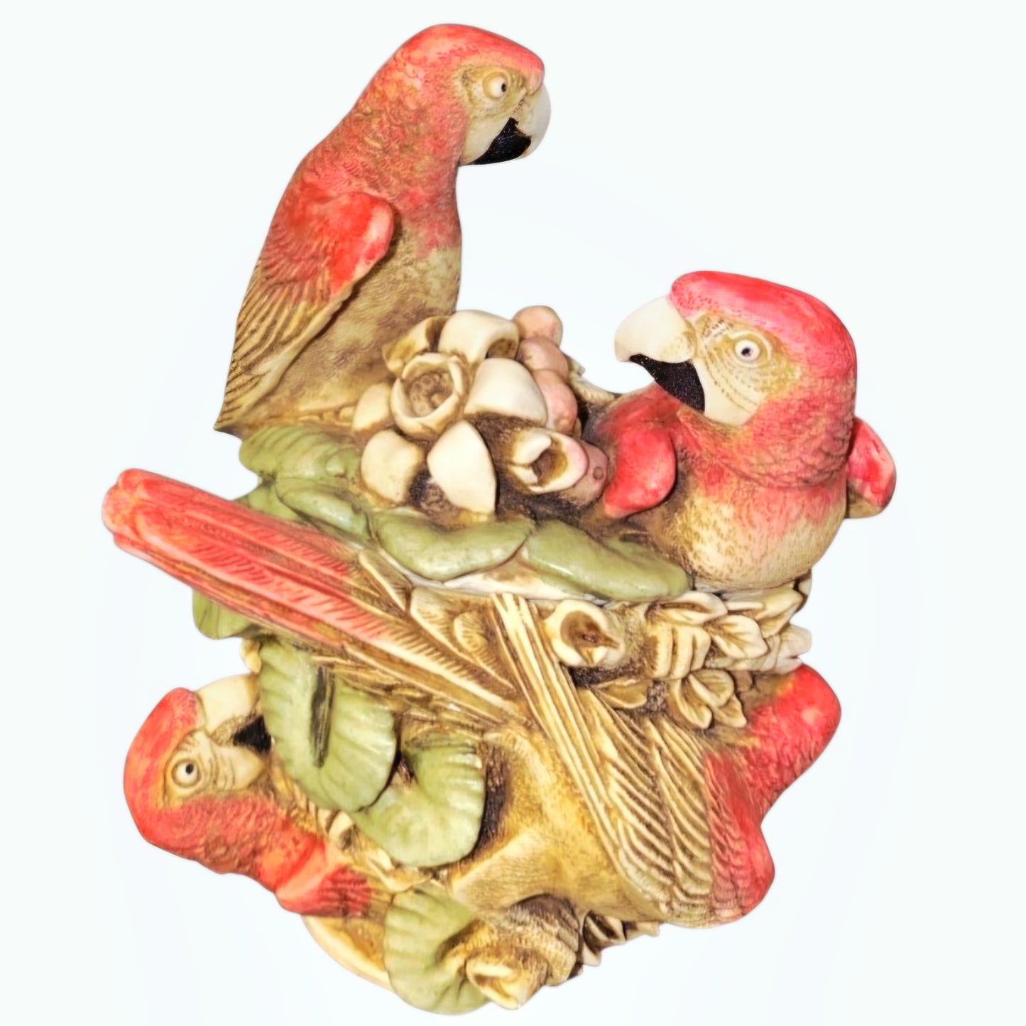 Vintage 1997 Harmony Kingdom Pieces of Eight Red Macaws Trinket Box Figurine