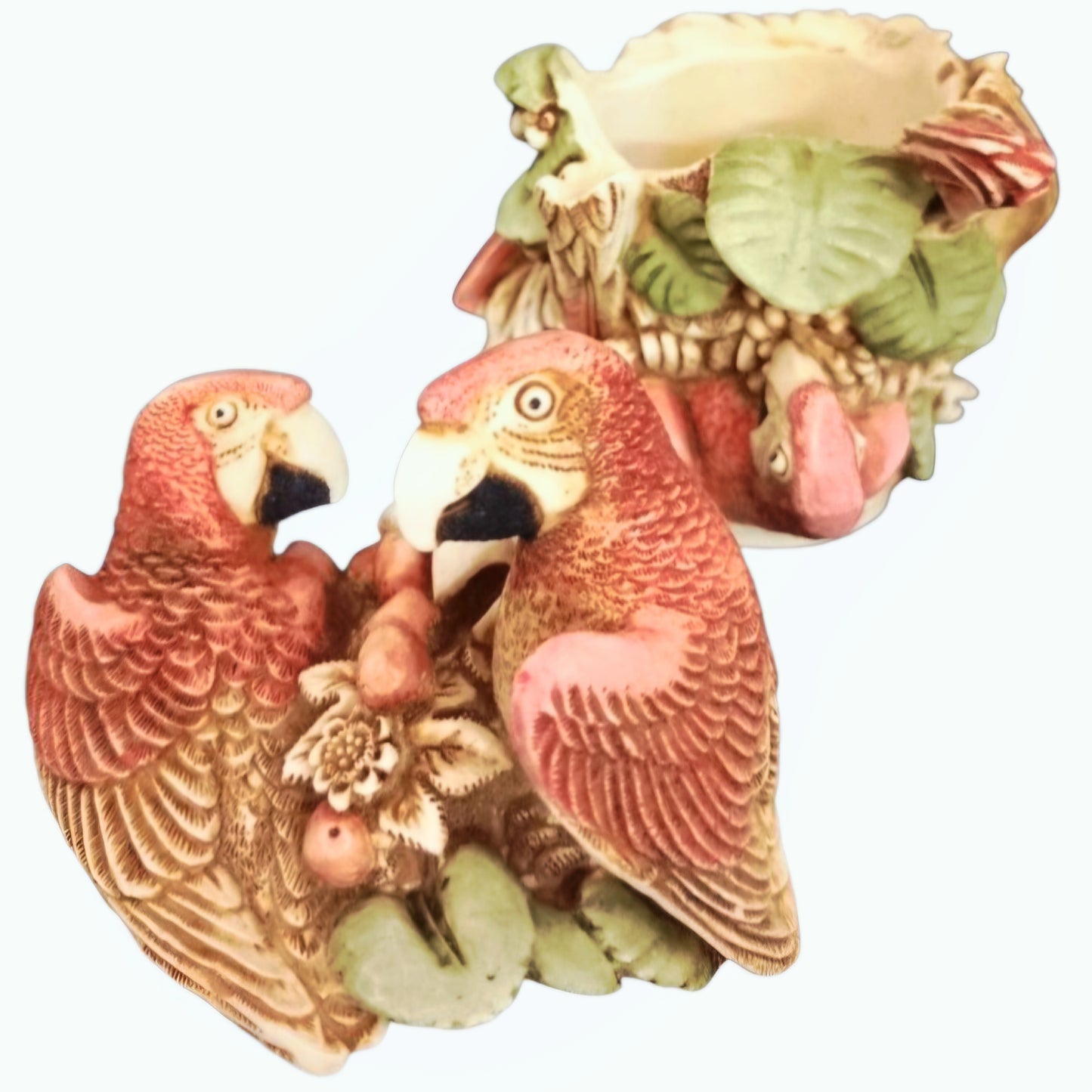 Vintage 1997 Harmony Kingdom Pieces of Eight Red Macaws Trinket Box Figurine