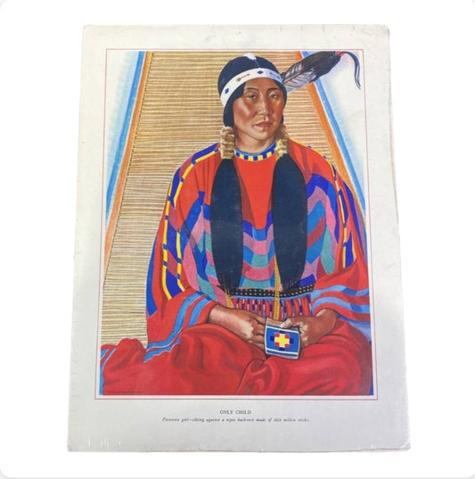 Portrait of Blackfeet Indian "Only Child" Winold Reiss 9" x 12" (1940)