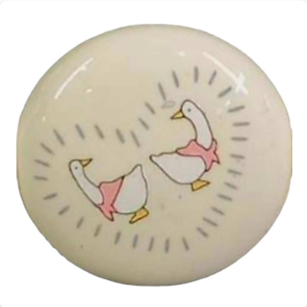 TEN (10) *Ceramic Knobs 'Pair of Geese in Heart Shape'