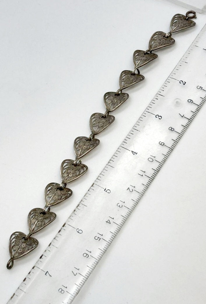 Beautiful *Sterling Silver Filigree Heart Bracelet