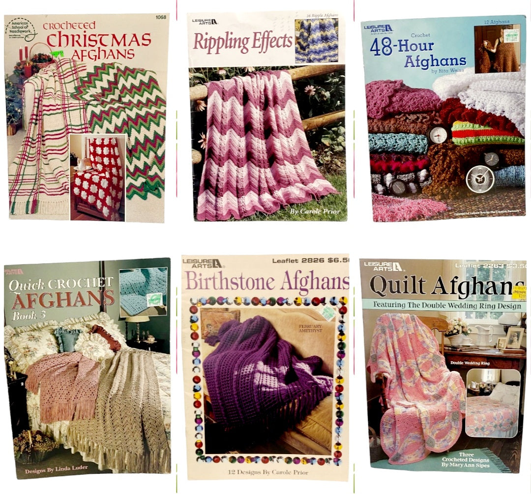 New *Six (6) Quilted & Crocheted Afghans Pattern Books+ more