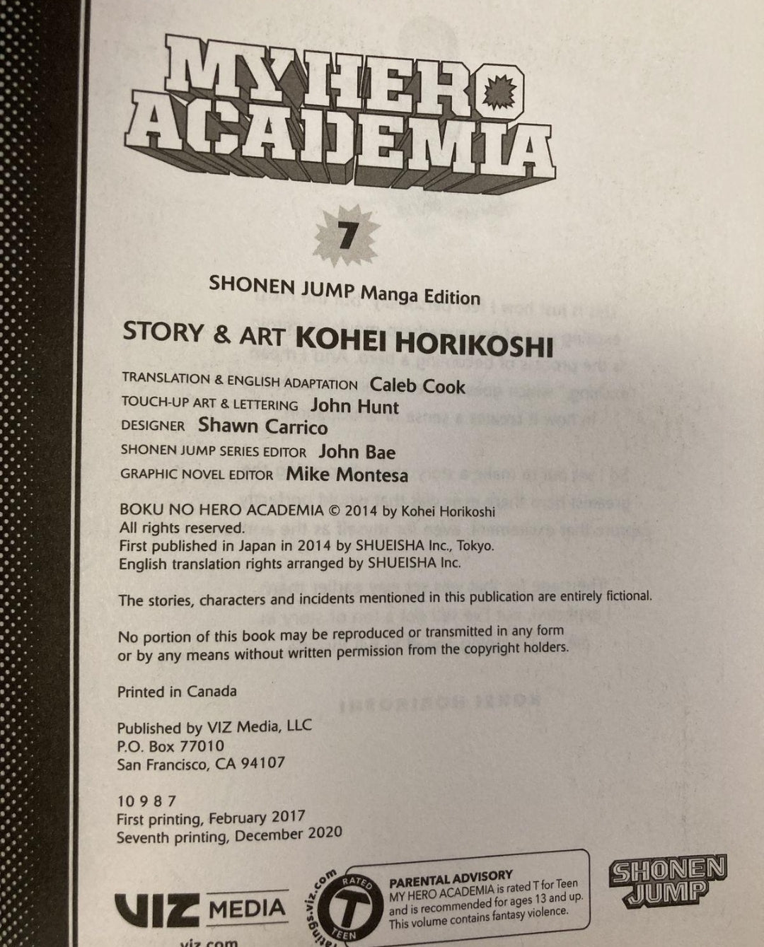 "My Hero Academia" Manga Books (#6, 7, 12 - 17)