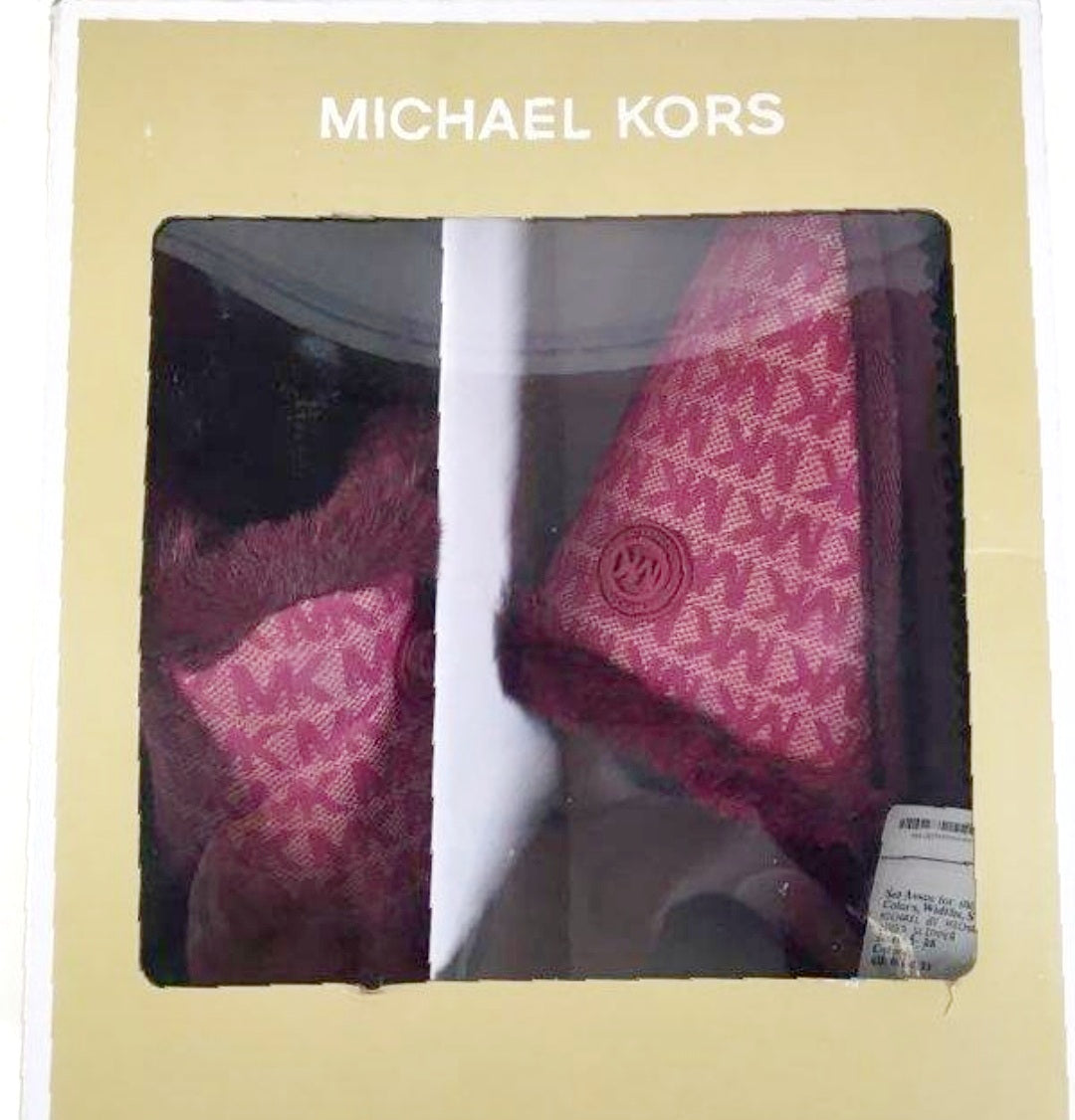 NIB *Michael Kors Berry Faux Fur Lined Slippers MK Logo (Sz 6M)