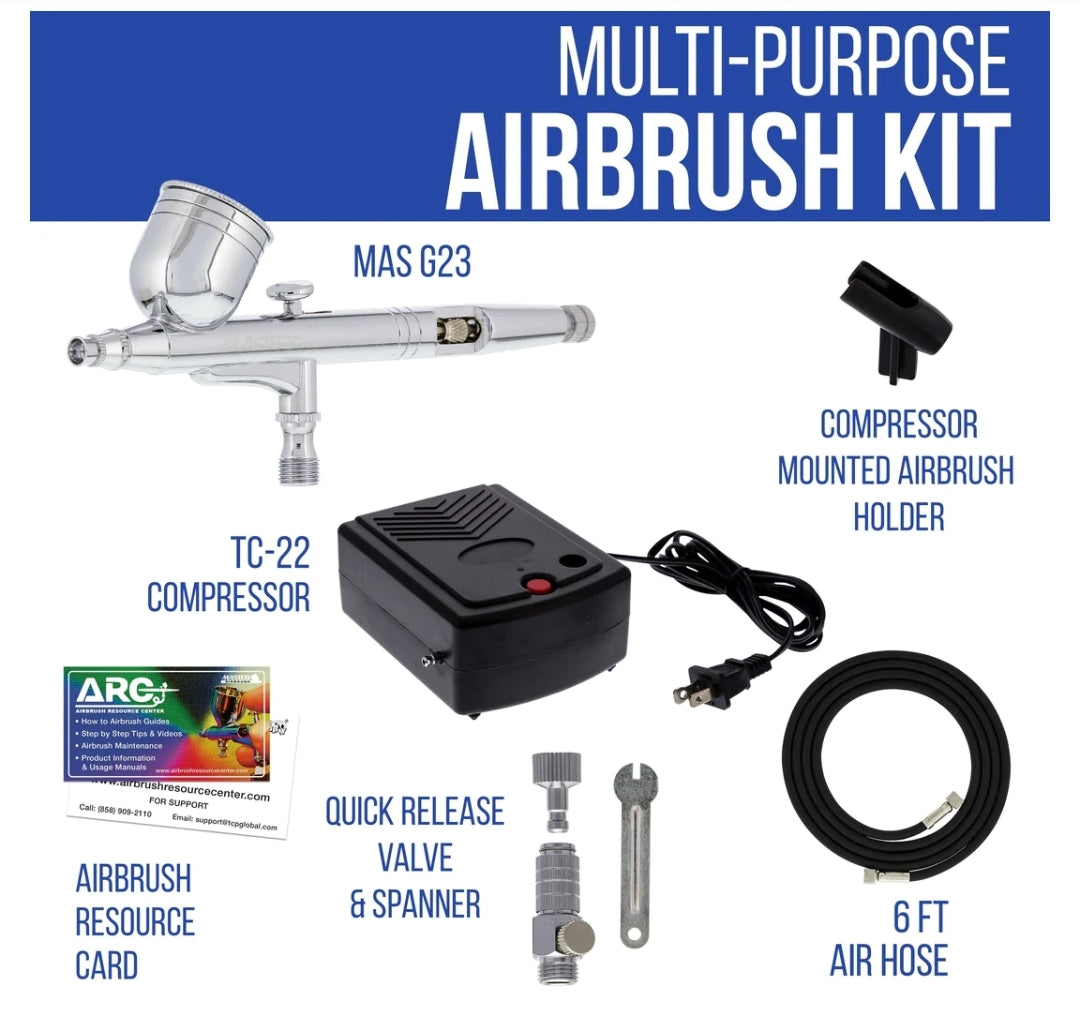 NIB *Master Performance G23 Airbrush Kit / Master Compressor / Mini Portable TC-22 Air Hose / Case