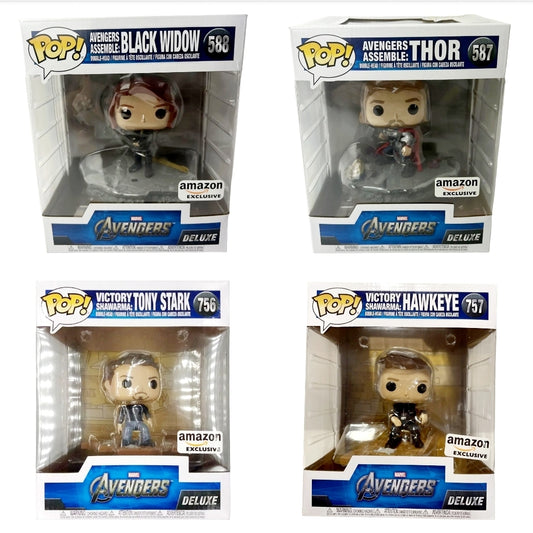 (4) Funko Advengers Deluxe (Stark Thor Hawkeye Black Widow)