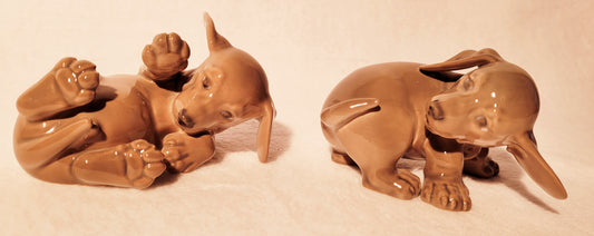 Two (2) Royal Copenhagen "Dachshund Puppies" Denmark #1407 & #1408