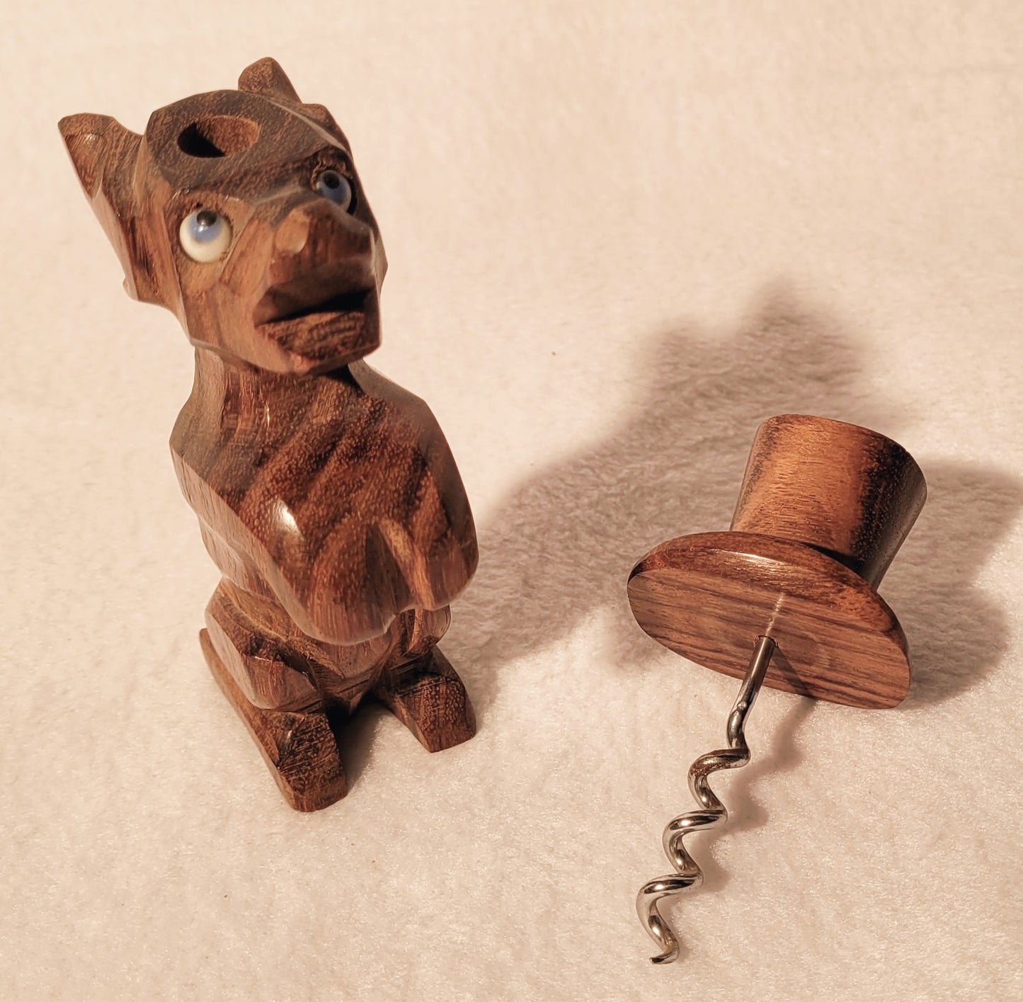 Unique Wooden Cork Screw Bottle Opener - TopHat Dog