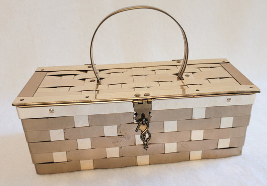 VINTAGE Dorset & Rex 5th Basket Woven Brass Purse Clutch Retro