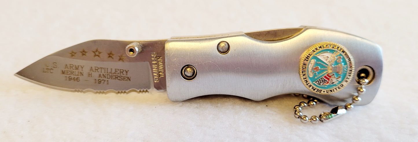 US Army Stainless Steel Pocket 5" Knife - Engraved