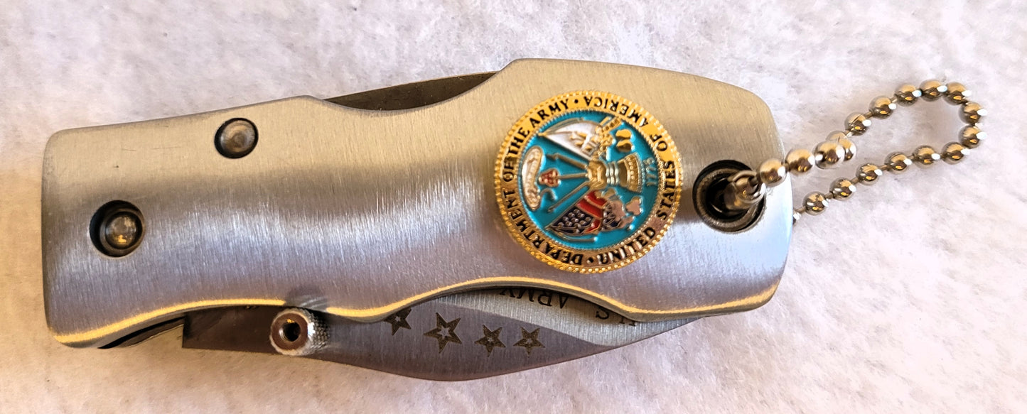 US Army Stainless Steel Pocket 5" Knife - Engraved