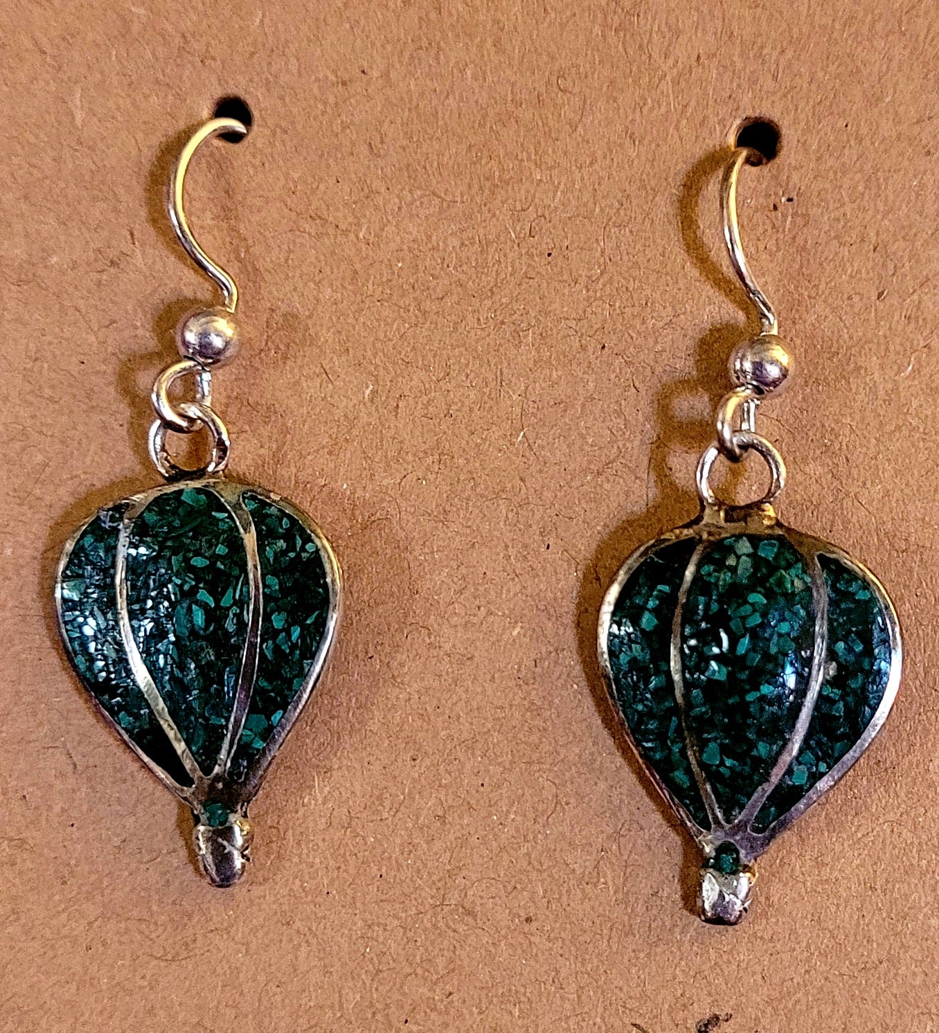 Beautiful Sterling Silver & Green Turquoise Hot Air Balloon Earrings